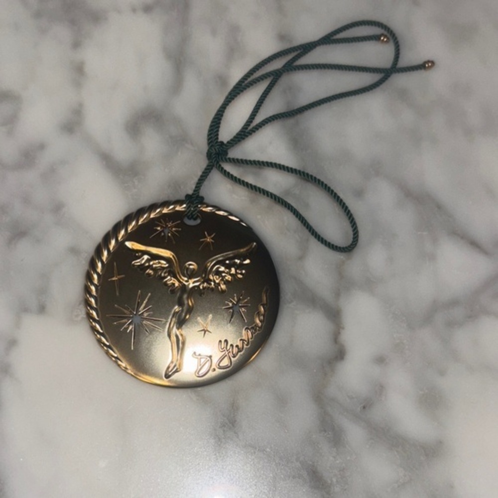 Gold Angel ornament with Green Cord